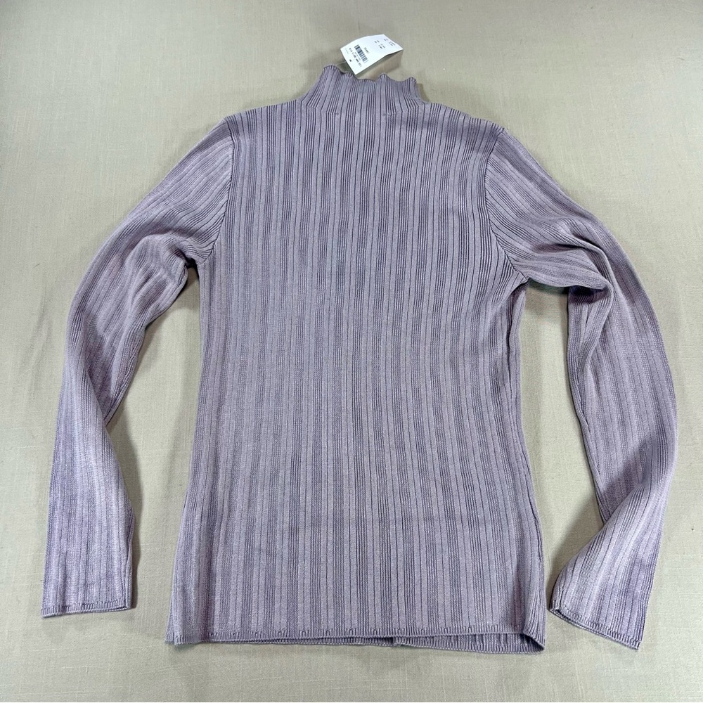 Abercrombie & Fitch Ribbed Mock Neck Sweater Large NWT Lavender Knit Long Sleeve - Picture 2 of 11